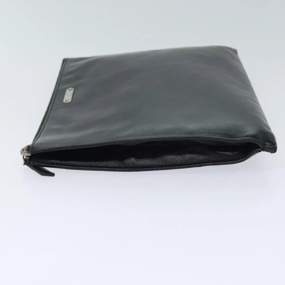 SAINT LAURENT Clutch Bag Leather Black Silver Auth bs18804 - Picture 8 of 16